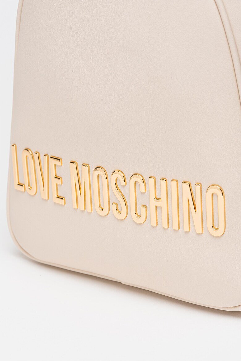 Love Moschino Раница от еко кожа с метално лого Слонова кост