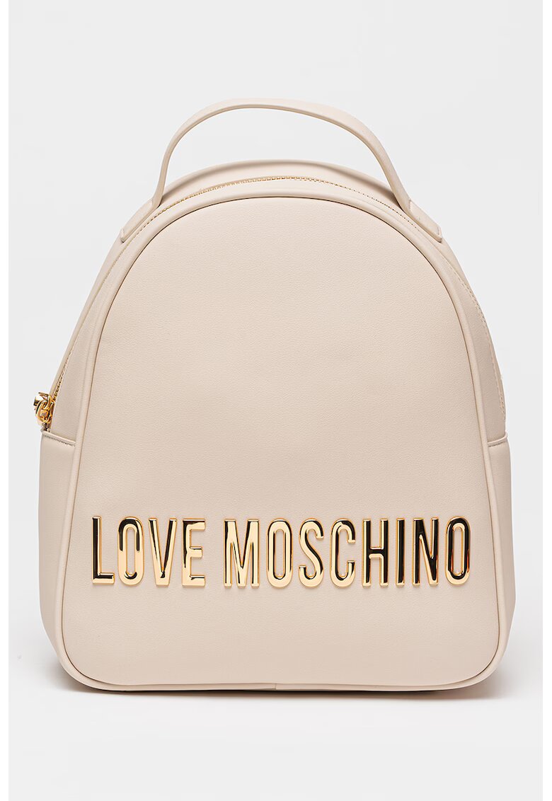 Love Moschino Раница от еко кожа с метално лого - Слонова кост