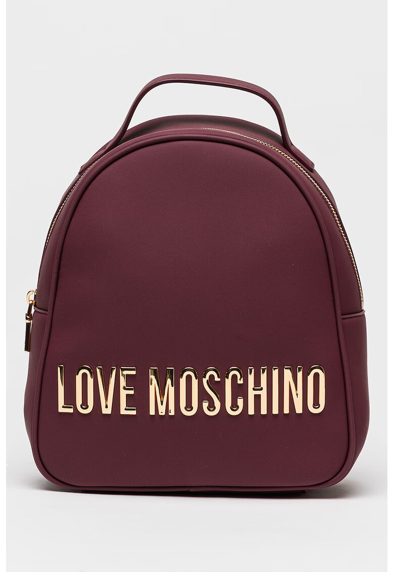 Love Moschino Раница от еко кожа с метално лого - Виолетов