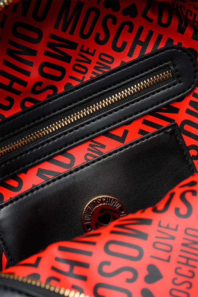 Love Moschino Раница с метално лого Черен