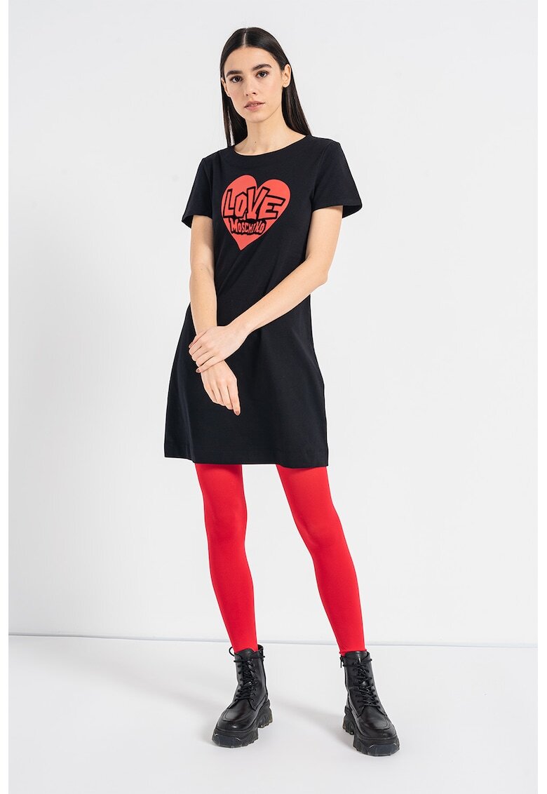 Love Moschino Рокля тип тениска с лого - Черен