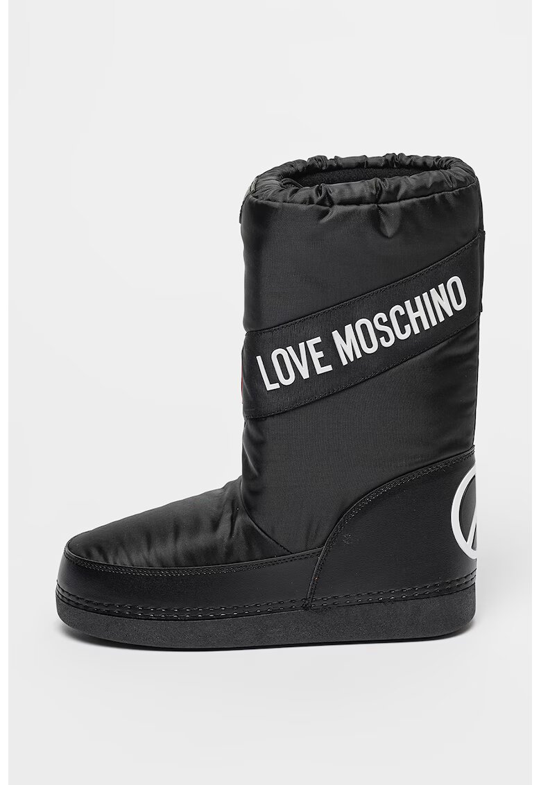Love Moschino Текстилни ботуши с лого - Червен/Черен/Бял
