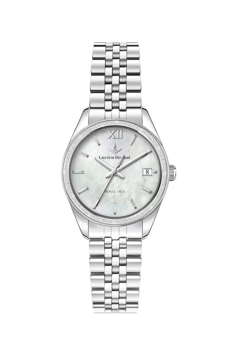 Lucien Rochat Часовник Madame - стомана - диаманти - квадратен механизъм - 32mm - бял моп циферблат
