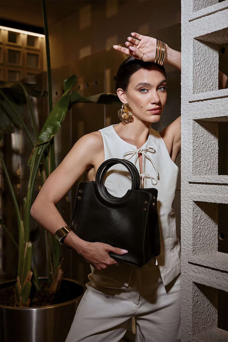 Lucky Bees Екологична кожена чанта crossbody 22x28x13