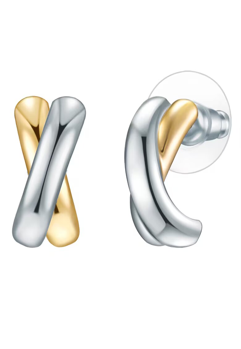 Lulu  Jane Обеци с покритие от 14k злато с двуцветен дизайн