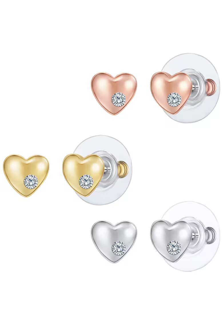Lulu  Jane Сърцевидни обеци с покритие от 14K злато с кристали