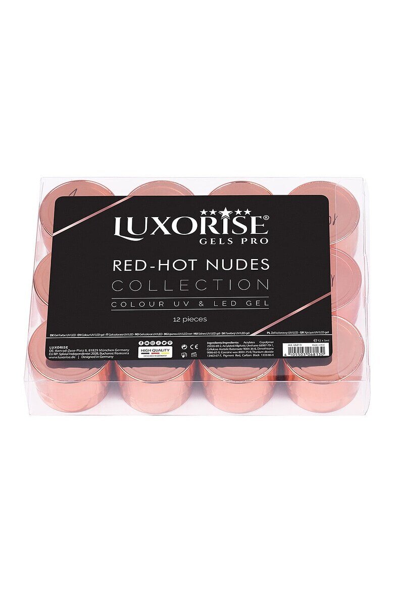 Luxorise Комплект от 12 цветни UV гелове Red-Hot Nudes