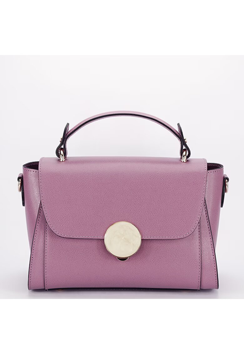 Made in Italy Чанта от естествена кожа 1590 123 - Розова пудра - 17x27x14