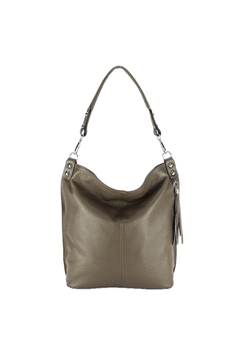 Made in Italy Чанта от естествена кожа Suzana 123 - Taupe кафява - - 40x32x14