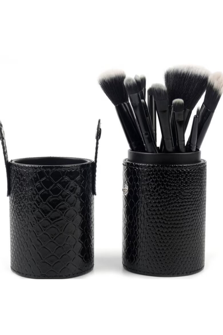 Makeup Комплект от 12 четки за грим черен калъф за съхранение