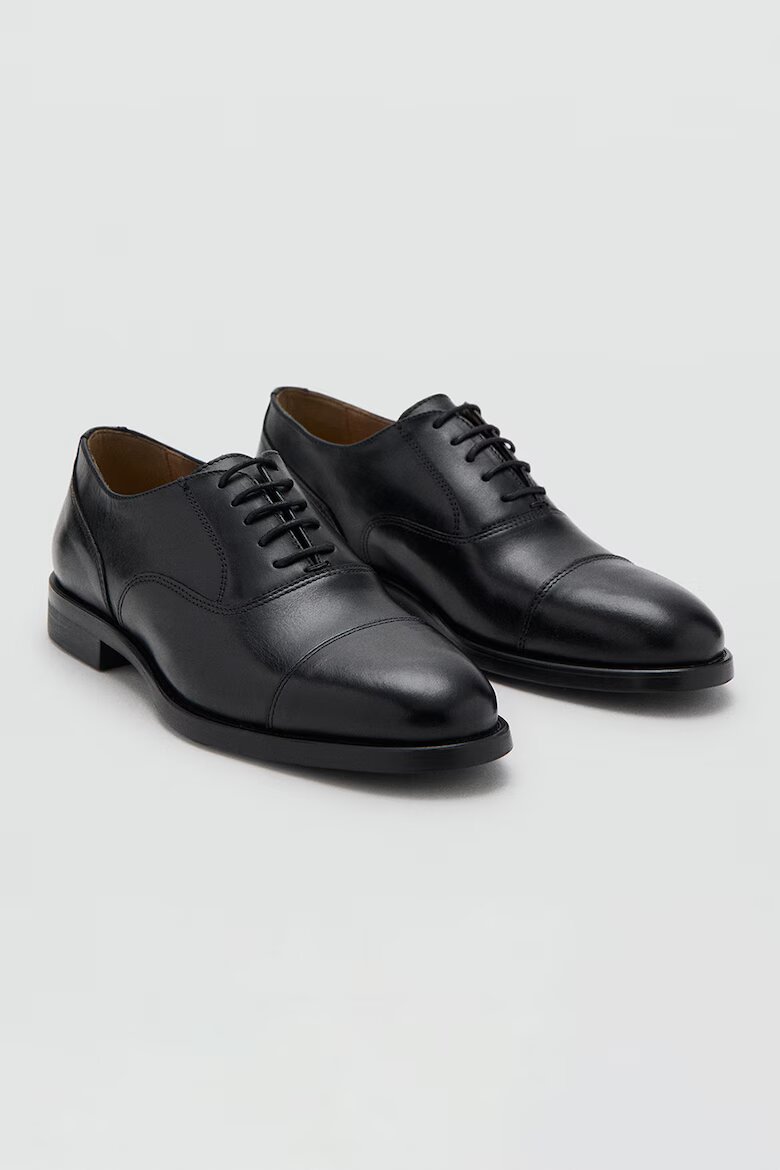 Mango Кожени обувки Oxford Черен