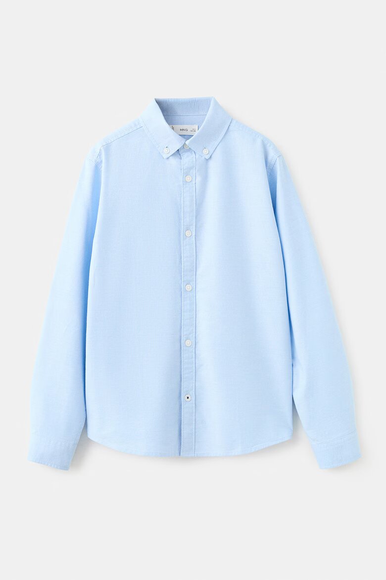 Mango Памучна риза Oxford Светлосин