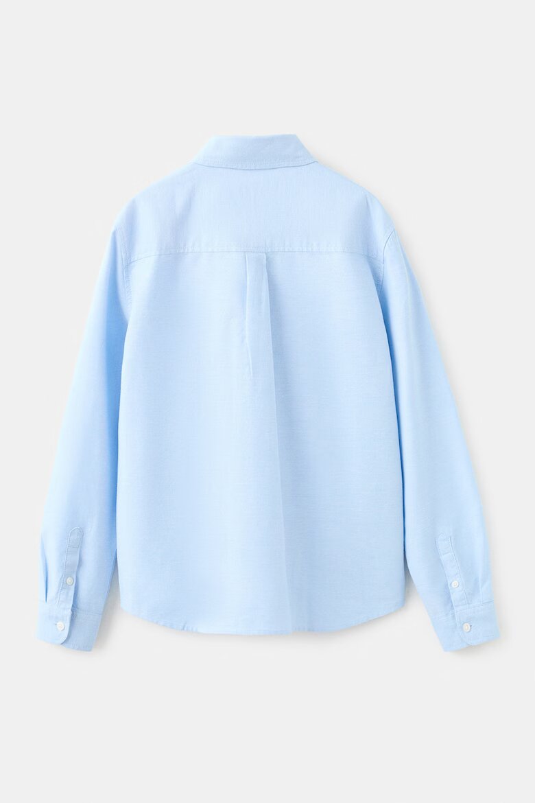Mango Памучна риза Oxford Светлосин