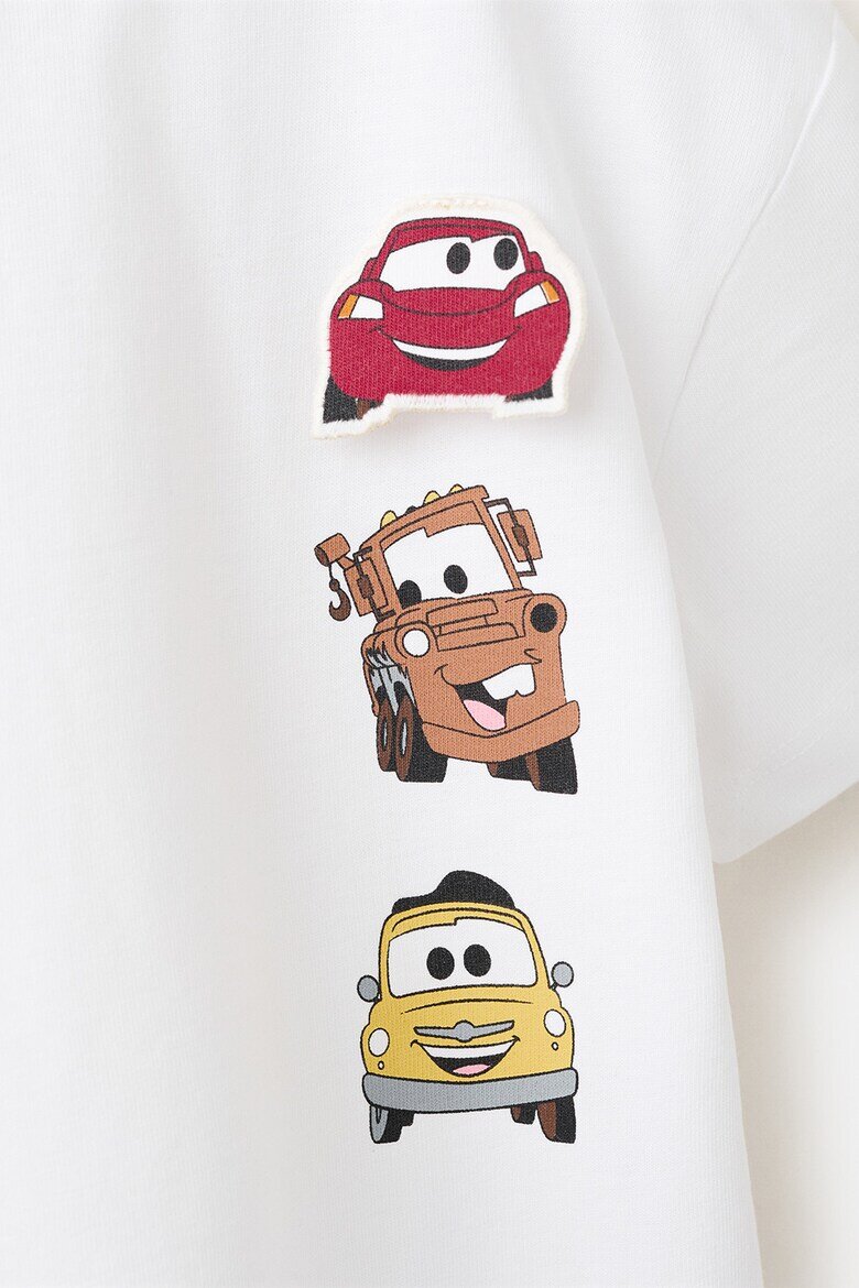 Mango Памучна тениска с принт на Cars Мръснобял