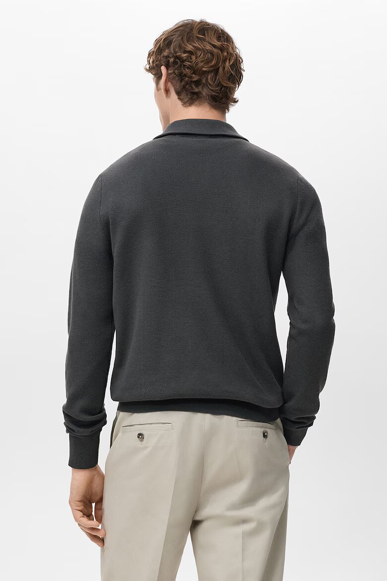 Mango Пуловер с къс цип Tъмносив