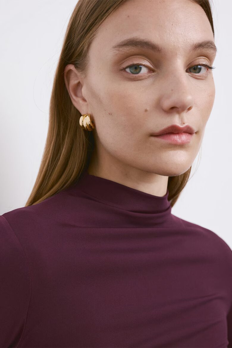 Mango Слим блуза Тъмновиолетов