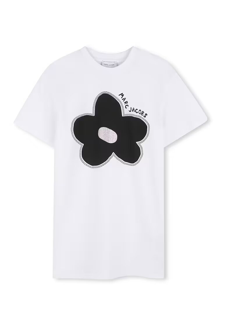 Marc Jacobs Рокля-тениска с декоративни камъни - Черен/Бял