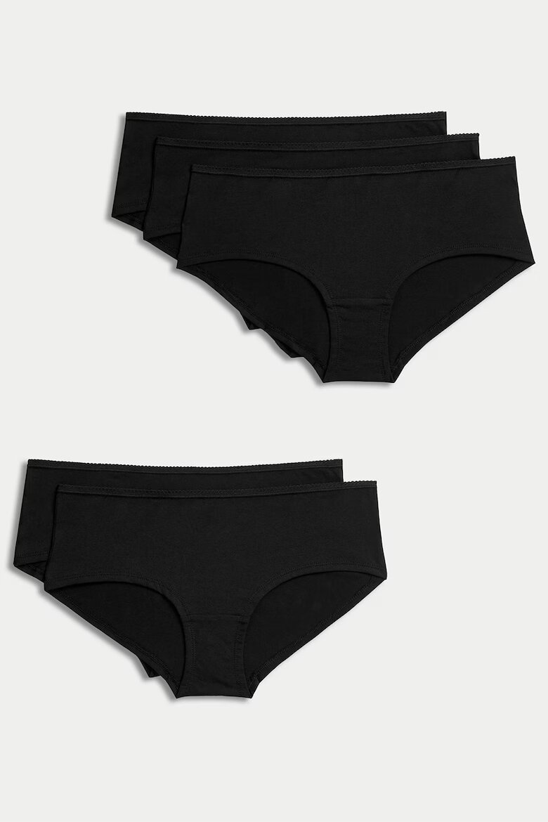 Marks & Spencer Бикини хипстър с памук 5 чифта Черен