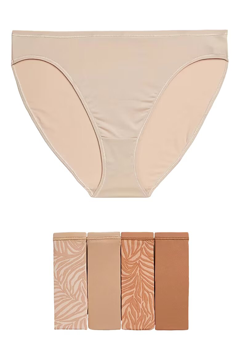 Marks & Spencer Бикини от микрофибър - 5 чифта Канелено кафяво/Бежов