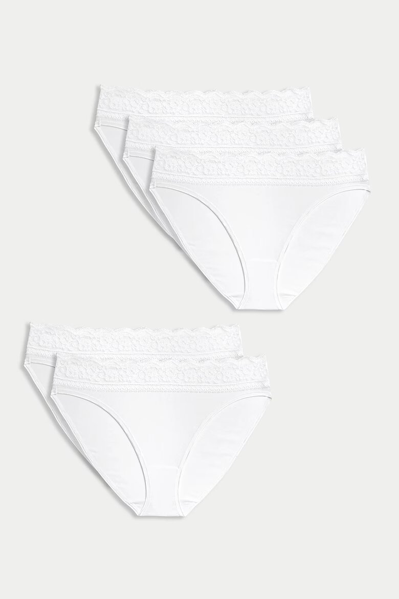 Marks & Spencer Бикини с висока талия - 5 чифта Бял