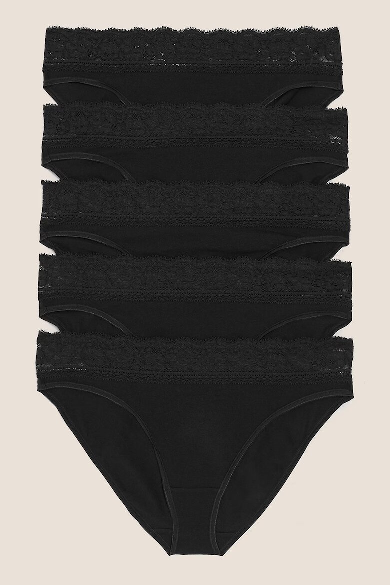 Marks & Spencer Бикини с висока талия - 5 чифта Черен