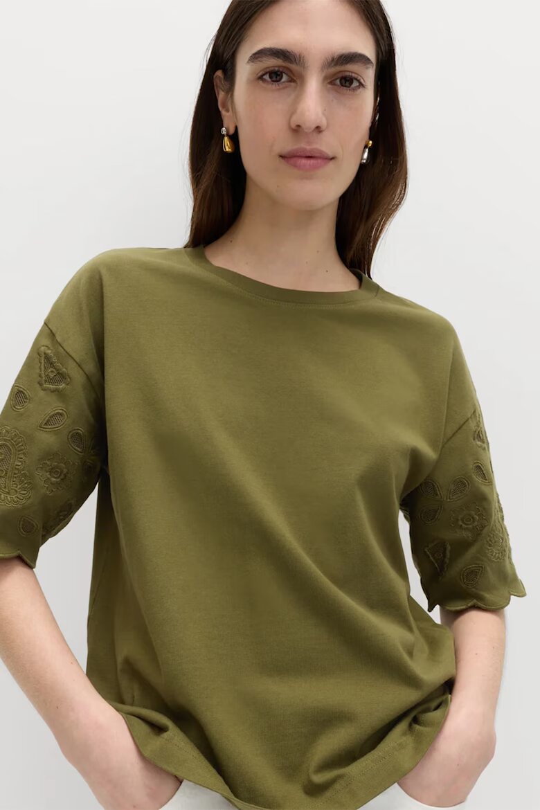 Marks & Spencer Блуза с дантела Сан Гало Каки