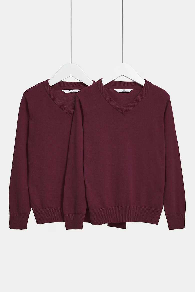 Marks & Spencer Фино плетен пуловер - 2 броя Бордо