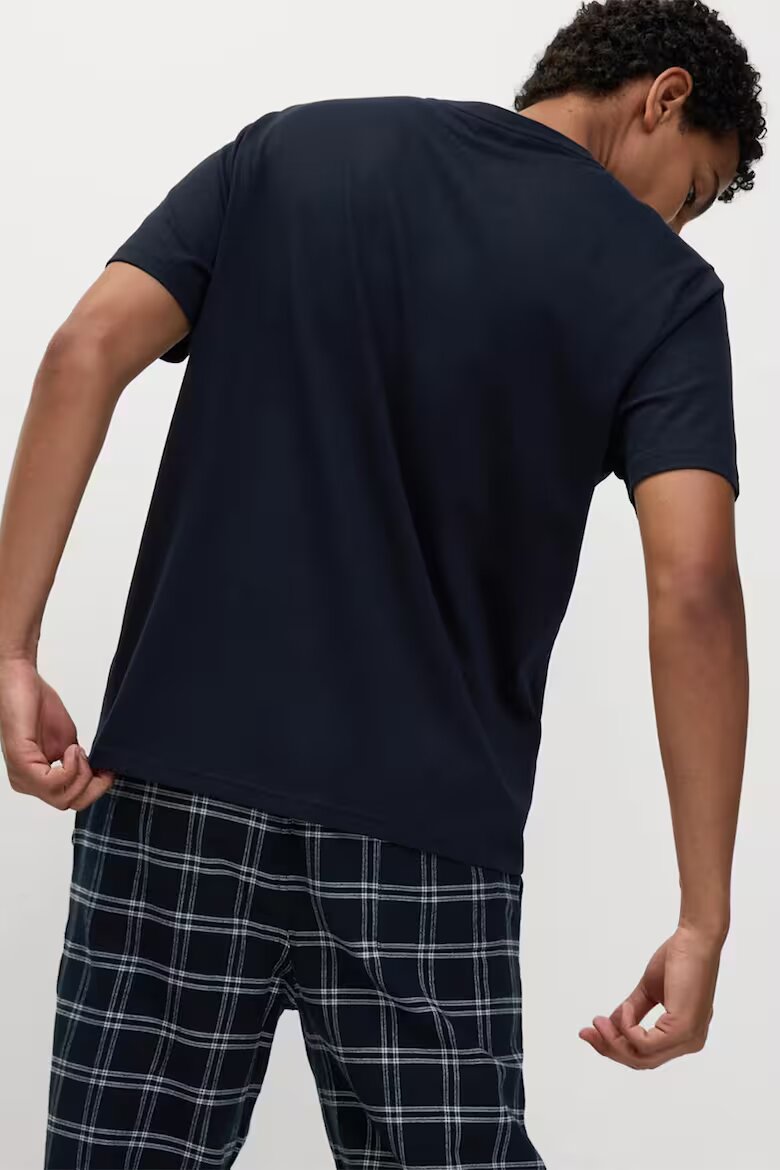 Marks & Spencer Горна пижама с графика Тъмносин/Бял