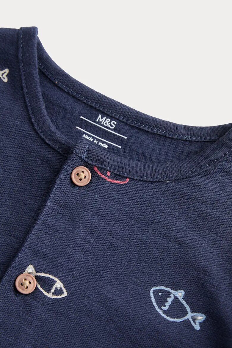 Marks & Spencer Къс памучен гащеризон Тъмносин