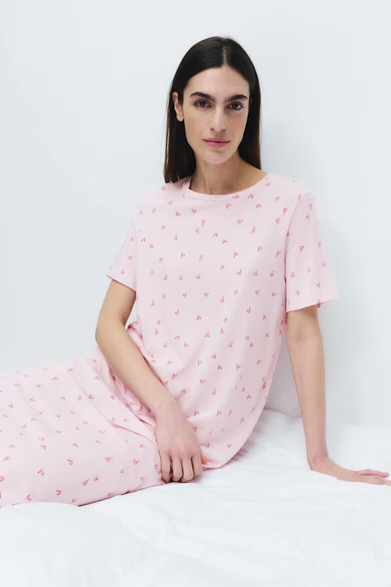 Marks & Spencer Нощница с модал със сърцевиден принт Розово
