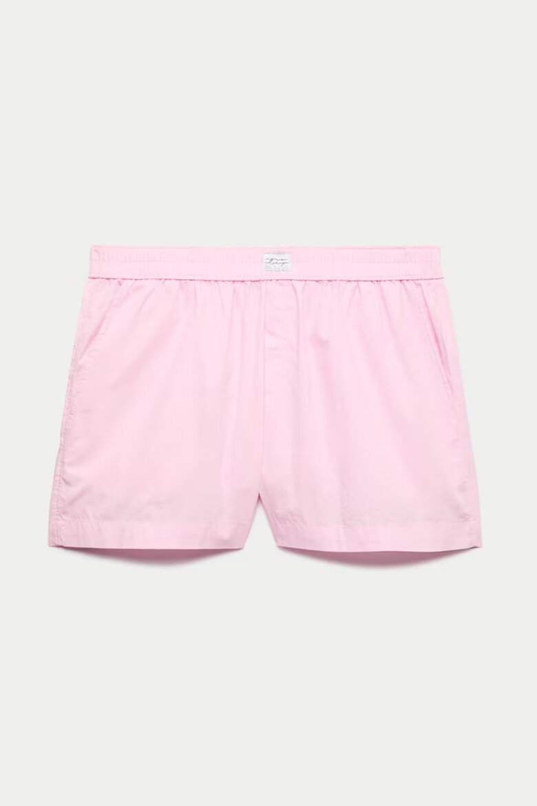 Marks & Spencer Памучна къса долна пижама с еластична талия Светлорозов