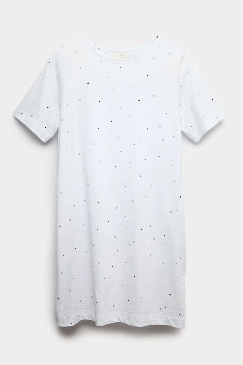 Marks & Spencer Памучна нощница с десен Бял/Черен