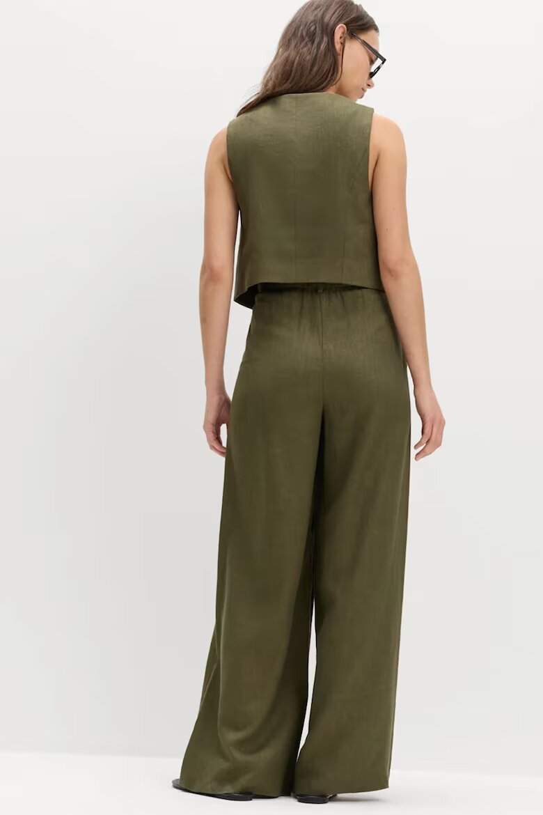 Marks & Spencer Панталон Palazzo с лен Тъмнозелена маслина