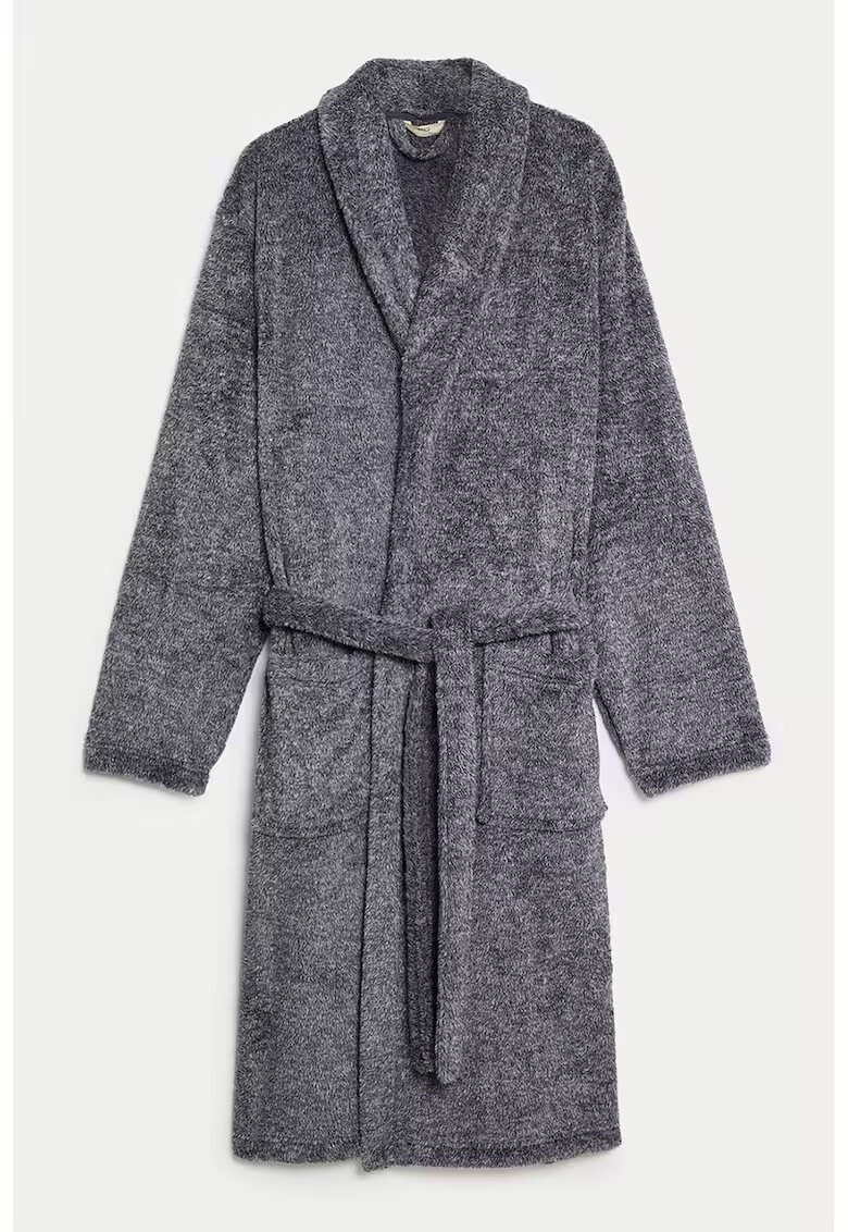 Marks & Spencer Плюшен халат за баня с колан - Сив