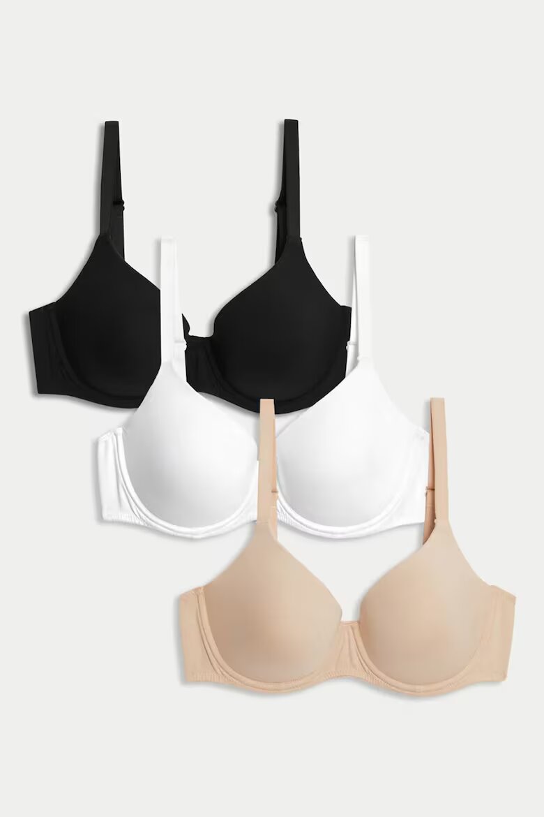 Marks & Spencer Подплатен сутиен - 3 броя Бял/Черен/Бежов