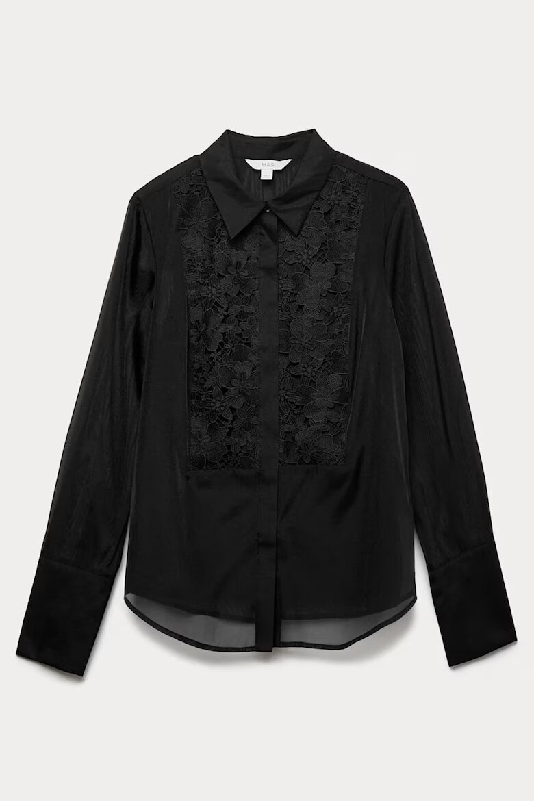 Marks & Spencer Риза с дантелени панели Черен
