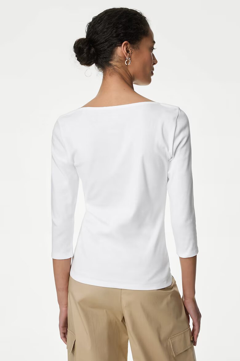 Marks & Spencer Слим блуза с 3/4 ръкави Бял