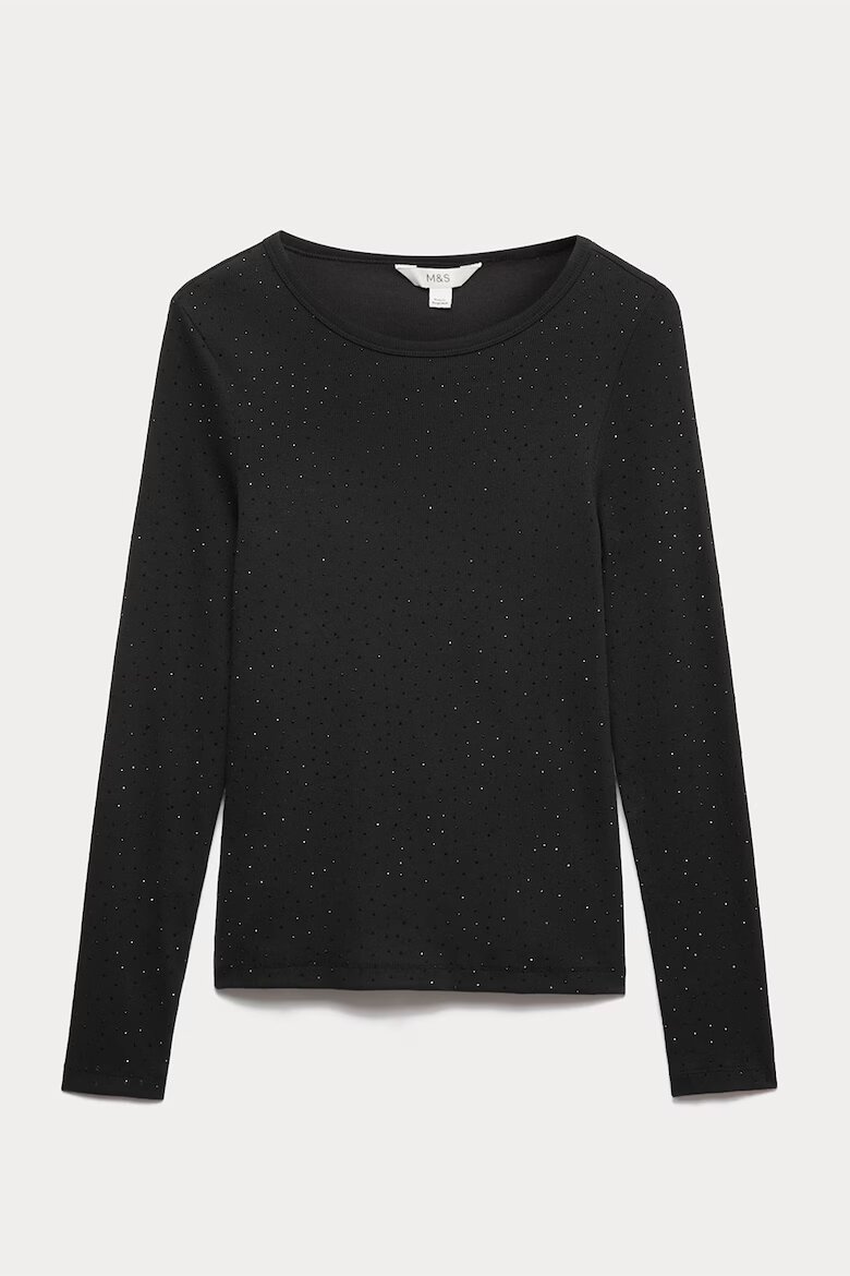 Marks & Spencer Слим блуза с овално деколте Черен