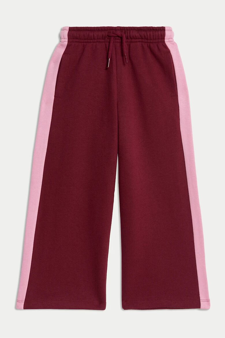 Marks & Spencer Спортен панталон с широк крачол и връзка Бордо/Розово