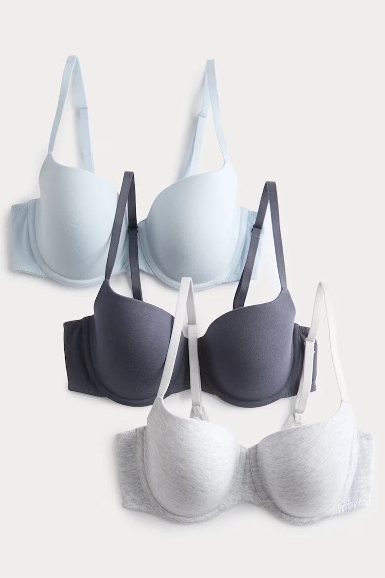 Marks & Spencer Сутиени с подплънки 3 броя Сив меланж/Син