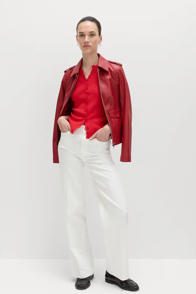 Marks & Spencer Жилетка с къси ръкави и копчета Аленочервен