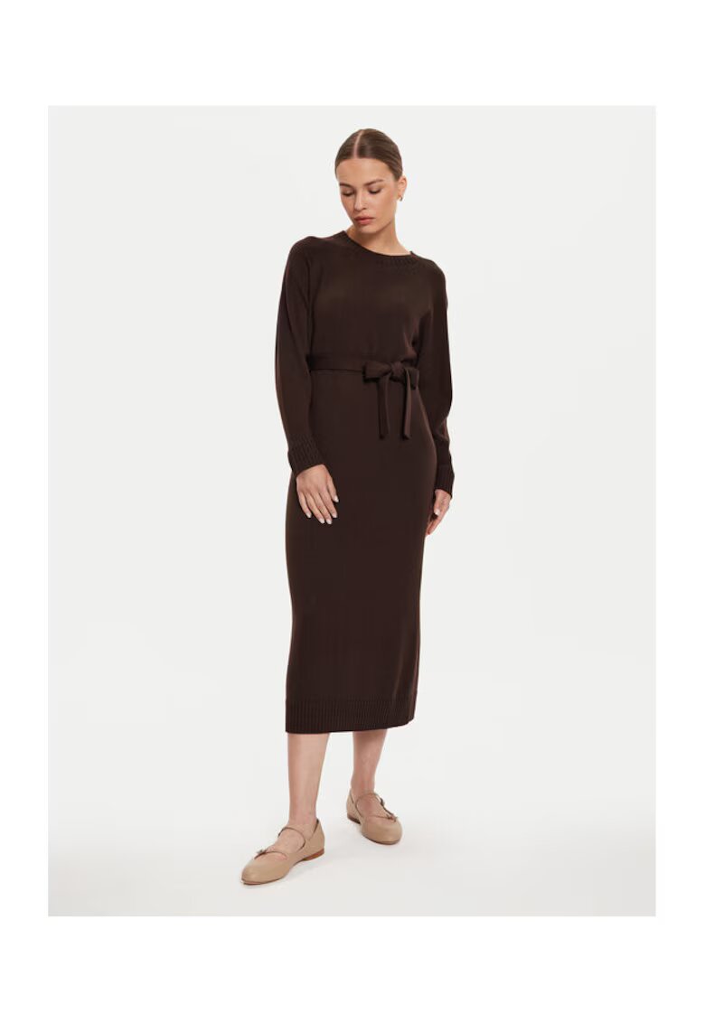 Max Mara Leisure Дамска плетена рокля кафява - изработена от качествена материя