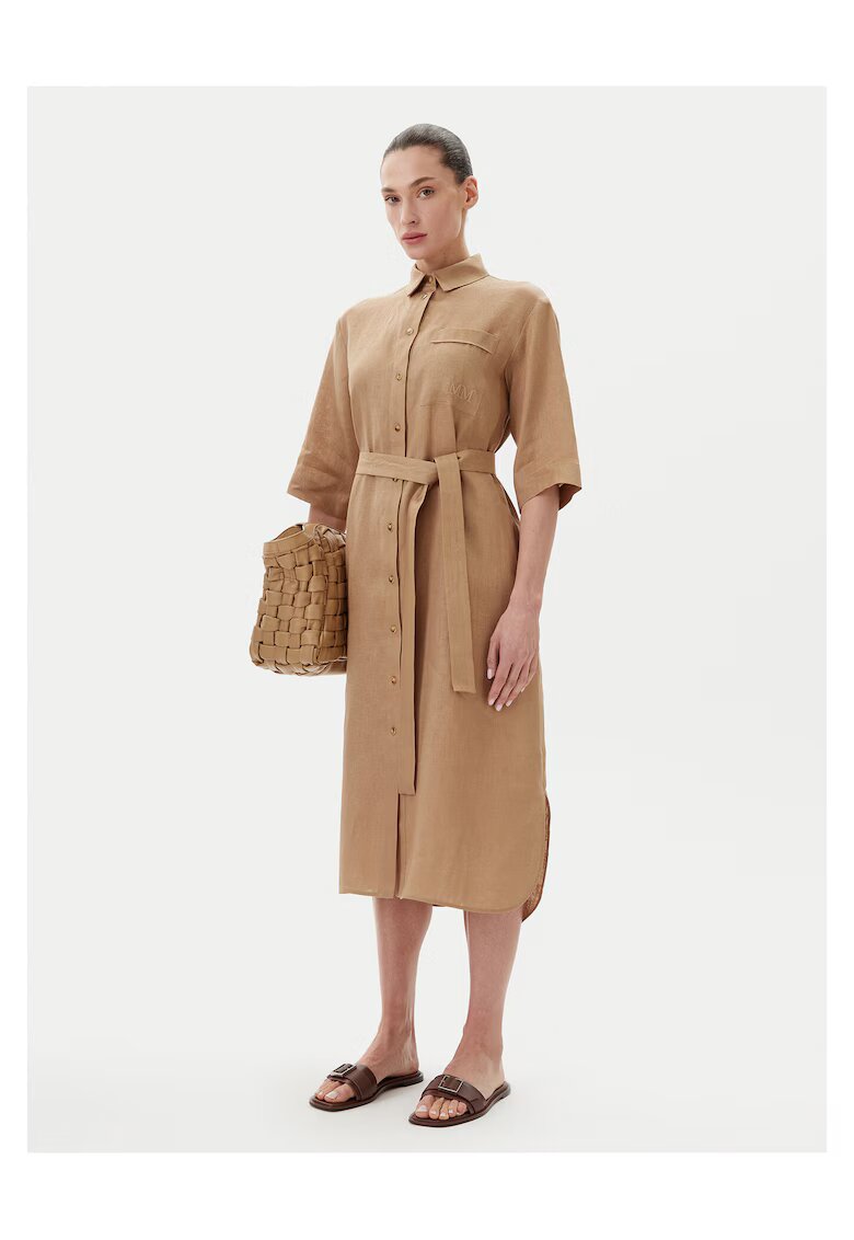 Max Mara Leisure Дамска рокля риза кафява