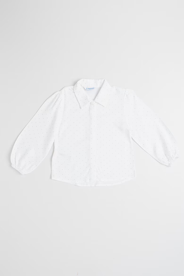 Mayoral Риза с бляскав принт Бял/Сребрист