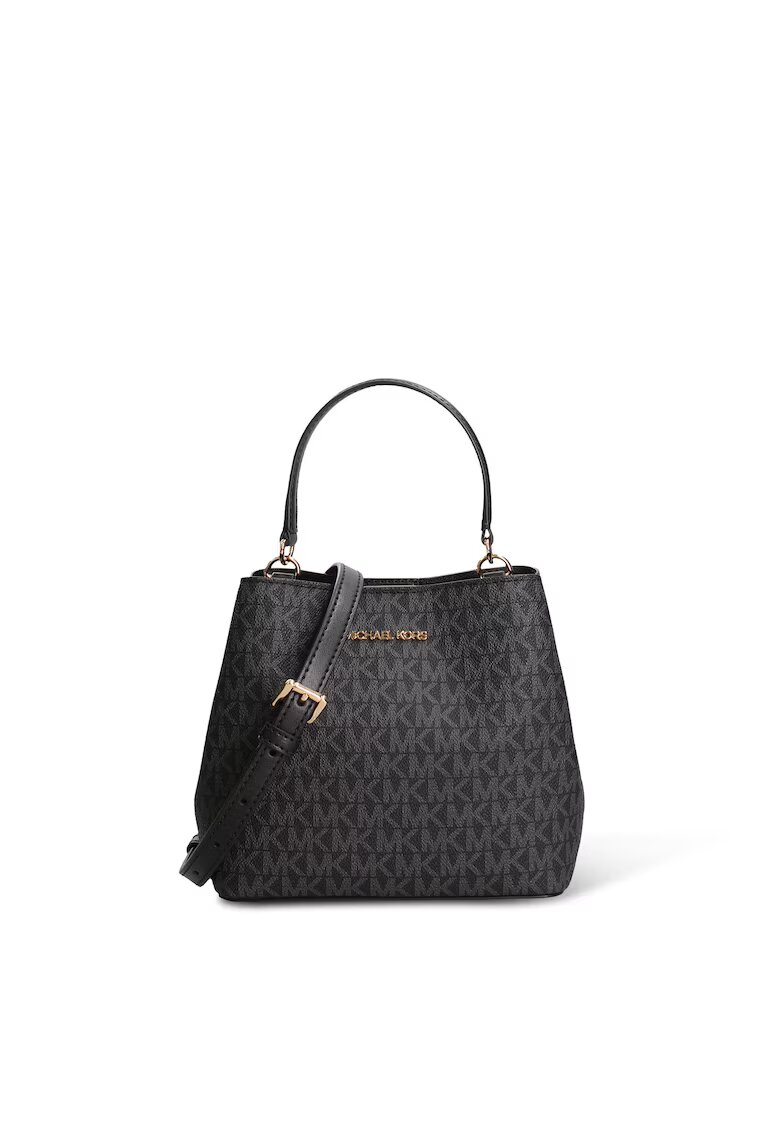 Michael Kors Чанта от платно с монограм - Черен - 17 x 20 x 10.8 cm