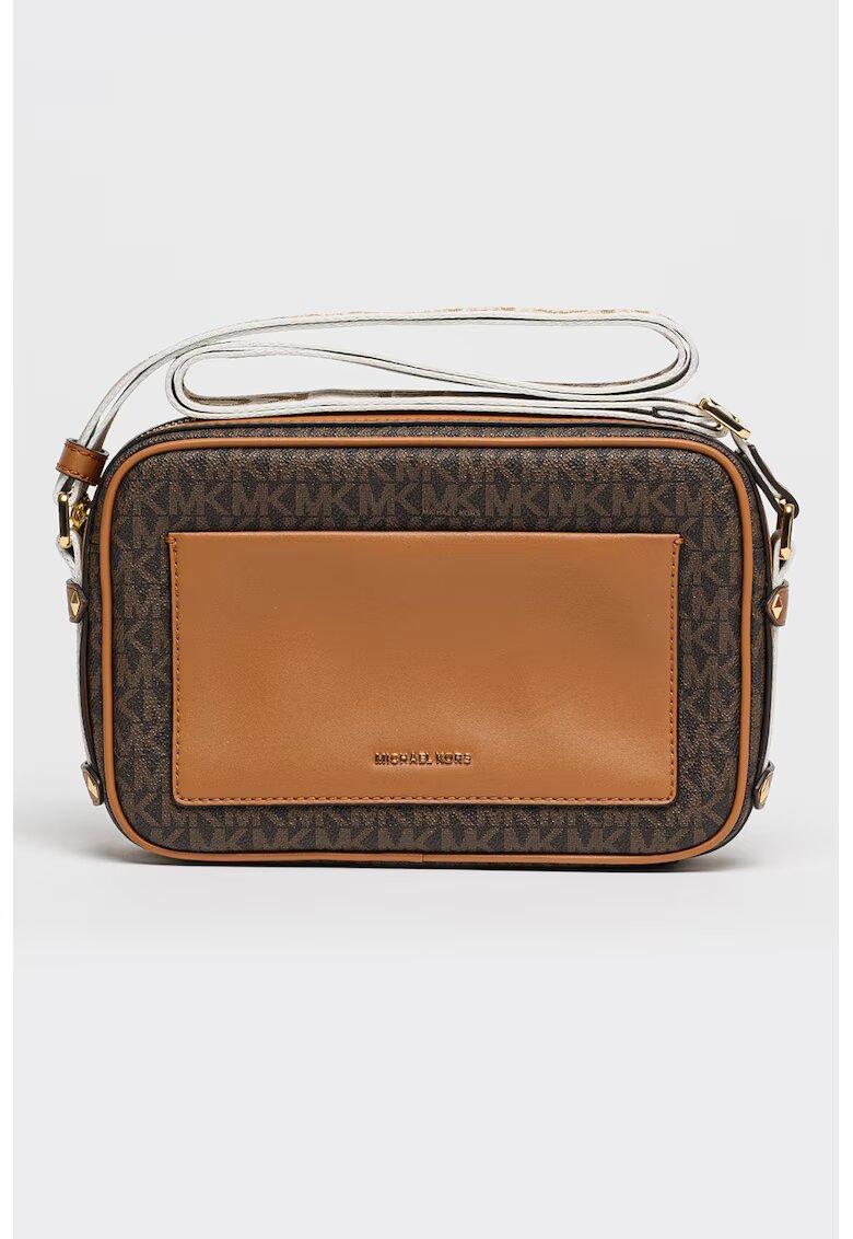Michael Kors Чанта през рамо Maeve с монограм - Черен/Канелено кафяво