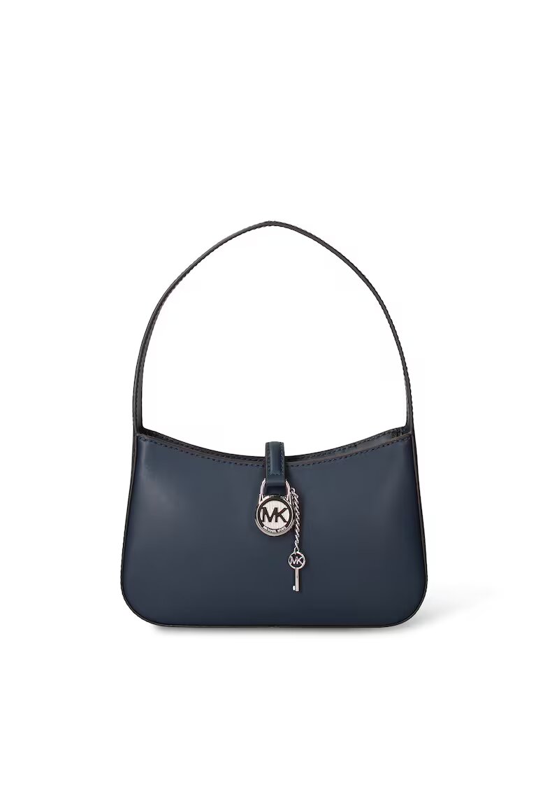 Michael Kors Кожена чанта за рамо Eris Pro с аксесоар с лого - Тъмносин