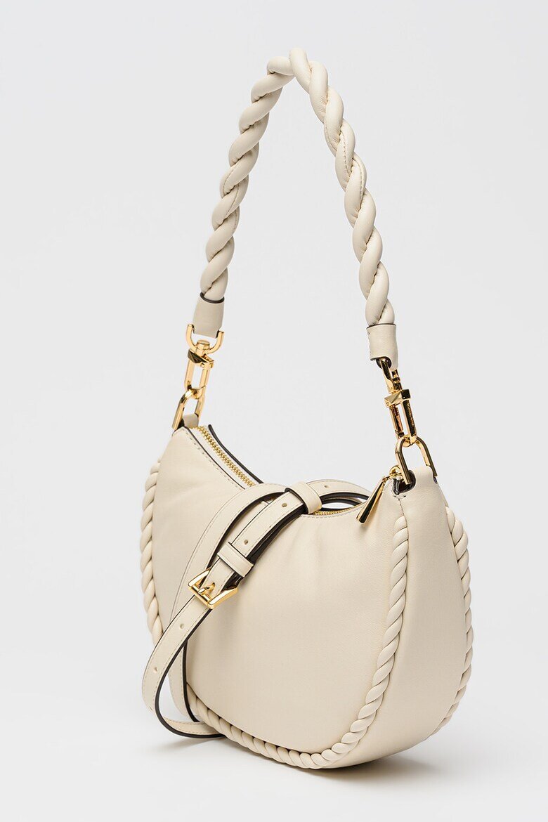 Michael Kors Кожена чанта за рамо Kyla Крем