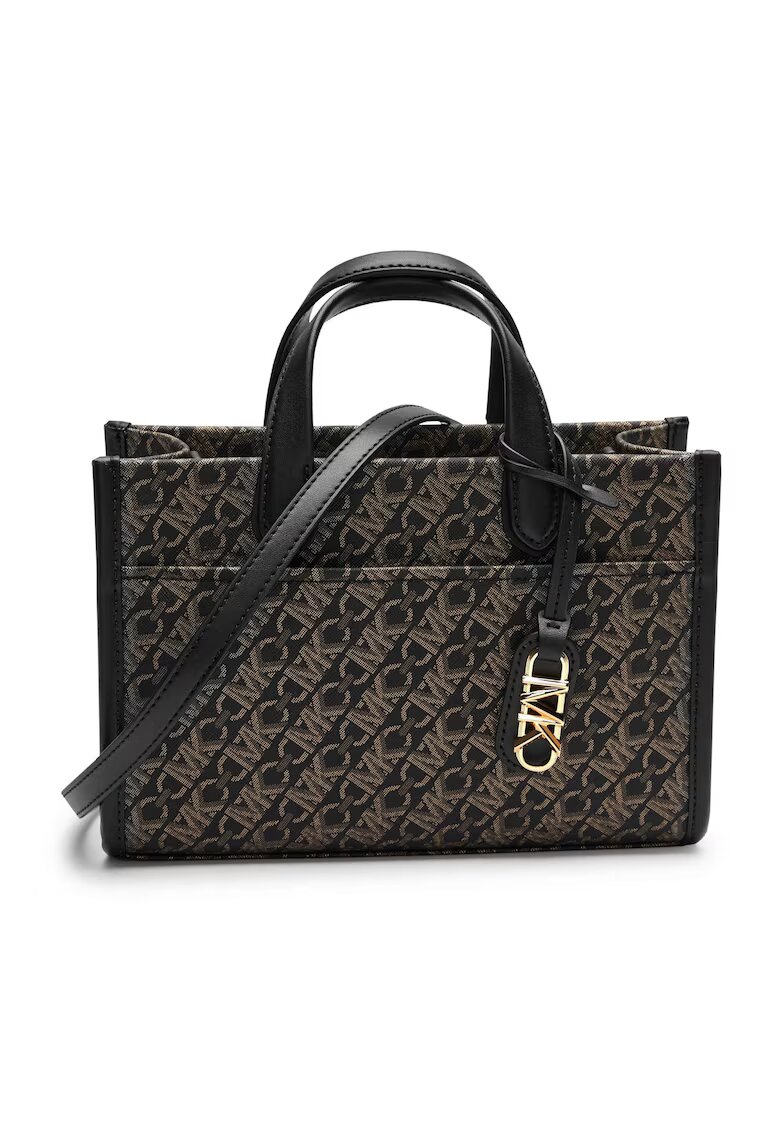Michael Kors Кожена чанта за рамо Ruga с монограм - Златист/Черен