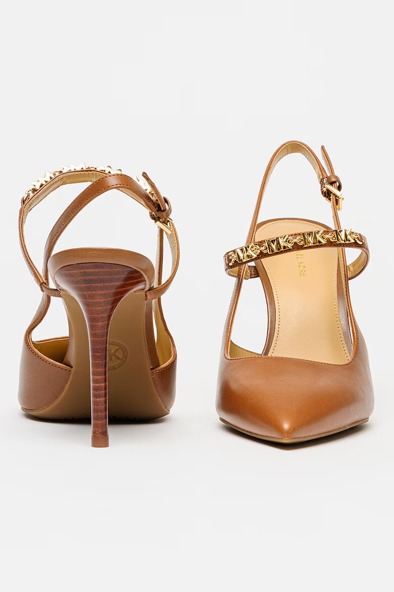 Michael Kors Кожени обувки Dina Flex с висок ток Карамел